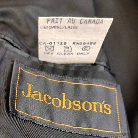 Jacobson's Mens 100% Wool Size 46T Black Suit Jacket - Picture 5 of 8